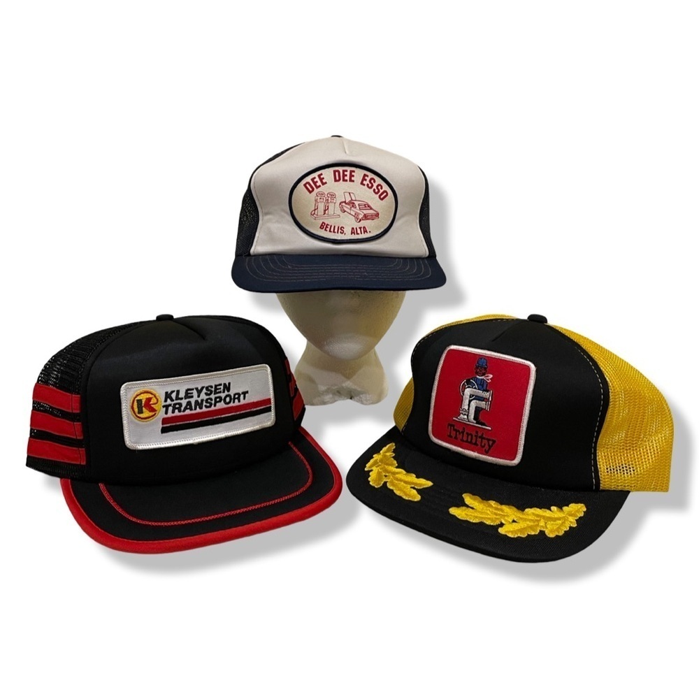 3 PACK OF VINTAGE 80s TRUCKER HATS